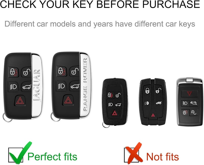 CACARLIKE for Land Rover Jaguar Key Fob Cover with Leather Lanyard, Car Key Fob Case Compatible with Evoque Velar Sport Discovery Freelander2 LR4 Land Rover Sport Smart Key Protector Holder - Image 2